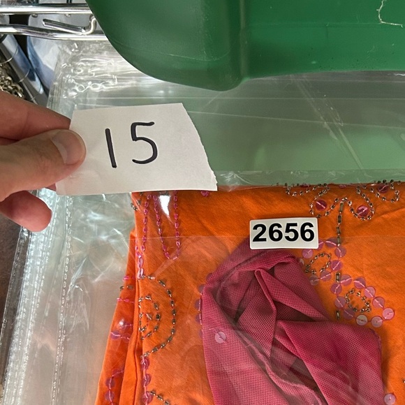 Cadi and Blue Vtg Midi Embroidered beaded Skirt Sz 10 Orange Sequins boho gitsy - Picture 13 of 13